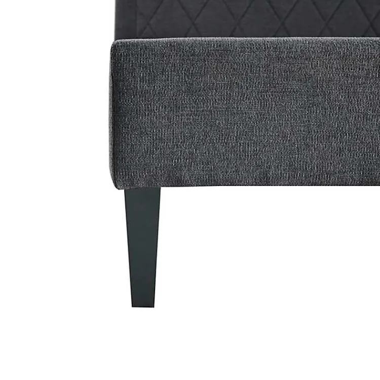 Kirklands Home Beds & Headboards|Viv Charcoal Diamond Tufted Queen Bed Frame Gray