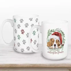 Sale Waiting for Santa Paws Mugs, Set of 2 Christmas Dining & Entertaining