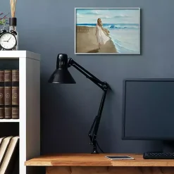 Kirklands Home Framed Art|Walk On The Beach Framed Canvas Art Print Blue