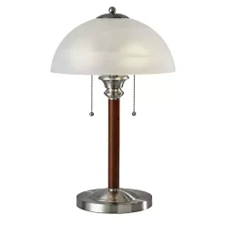 Kirklands Home Table Lamps|Walnut Alabaster Frosted Glass Table Lamp White