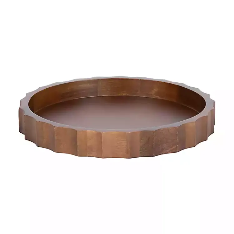 Best Walnut Fluted Lissi Round Serving Tray Decorative Trays