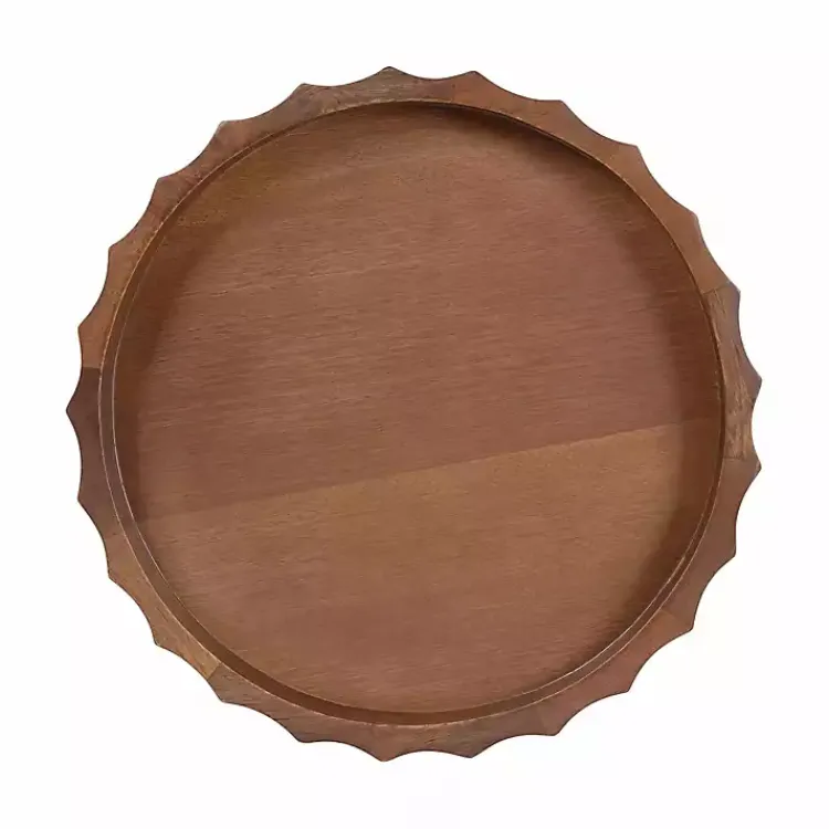 Best Walnut Fluted Lissi Round Serving Tray Decorative Trays