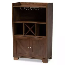 Kirklands Home Cabinets & Sideboards|Walnut Brown Open Shelf Wine Cabinet