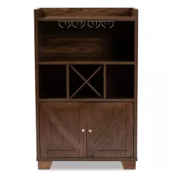 Kirklands Home Cabinets & Sideboards|Walnut Brown Open Shelf Wine Cabinet