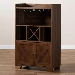Kirklands Home Cabinets & Sideboards|Walnut Brown Open Shelf Wine Cabinet