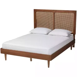 Kirklands Home Beds & Headboards|Walnut Rattan Amelia Queen Bed Brown