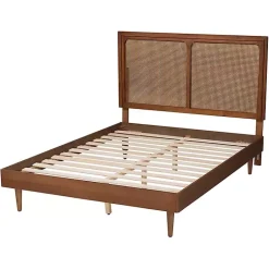 Kirklands Home Beds & Headboards|Walnut Rattan Amelia Queen Bed Brown