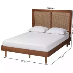 Kirklands Home Beds & Headboards|Walnut Rattan Amelia Queen Bed Brown