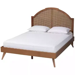 Kirklands Home Beds & Headboards|Walnut Rattan Kelly Queen Platform Bed Brown