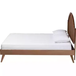 Kirklands Home Beds & Headboards|Walnut Rattan Kelly Queen Platform Bed Brown
