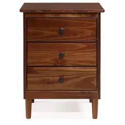 Kirklands Home Nightstands|Walnut 3-Drawer Wood Nightstand Brown