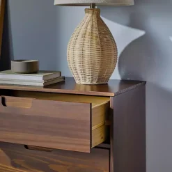 Kirklands Home Dressers & Chests|Walnut Grooved Handle 6-Drawer Dresser Brown