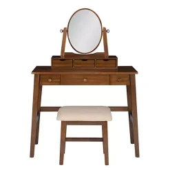 Kirklands Home Dressers & Chests|Walnut Lorna Tilting Mirror 2-pc. Vanity Set Brown