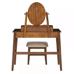 Kirklands Home Dressers & Chests|Walnut Lorna Tilting Mirror 2-pc. Vanity Set Brown