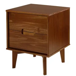 Kirklands Home Nightstands|Walnut Mid-Century Modern 2-Drawer Nightstand Brown