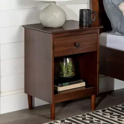 Kirklands Home Nightstands|Walnut One-Drawer Wood Nightstand Brown