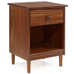 Kirklands Home Nightstands|Walnut One-Drawer Wood Nightstand Brown