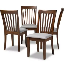 Kirklands Home Dining Chairs|Walnut Upholstered Minette 4-pc. Dining Chair Set Gray