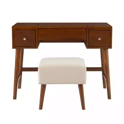 Kirklands Home Dressers & Chests|Walnut Viola Flip-Top 2-pc. Vanity Set Brown