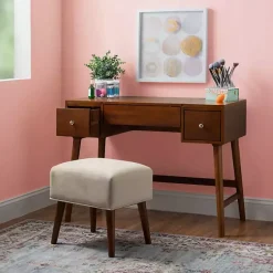 Kirklands Home Dressers & Chests|Walnut Viola Flip-Top 2-pc. Vanity Set Brown