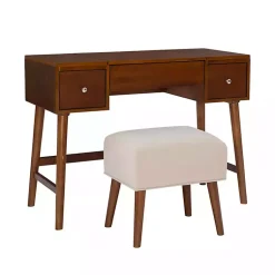 Kirklands Home Dressers & Chests|Walnut Viola Flip-Top 2-pc. Vanity Set Brown