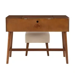 Kirklands Home Dressers & Chests|Walnut Viola Flip-Top 2-pc. Vanity Set Brown