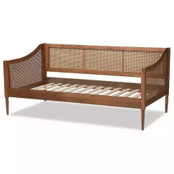 Kirklands Home Beds & Headboards|Walnut Wood and Rattan Twin Daybed Brown