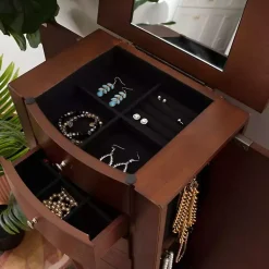 Kirklands Home Dressers & Chests|Walnut Wood 6-Drawer Maddie Jewelry Armoire Brown