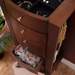 Kirklands Home Dressers & Chests|Walnut Wood 6-Drawer Maddie Jewelry Armoire Brown