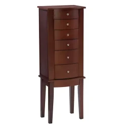 Kirklands Home Dressers & Chests|Walnut Wood 6-Drawer Maddie Jewelry Armoire Brown