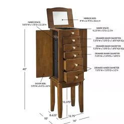 Kirklands Home Dressers & Chests|Walnut Wood 5-Drawer Zinnia Jewelry Armoire Brown