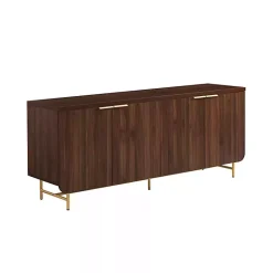 Kirklands Home Cabinets & Sideboards|Walnut Wood Scandinavian 4-Door Sideboard Brown
