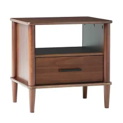 Kirklands Home Nightstands|Walnut Wood Spindle Leg Nightstand Brown