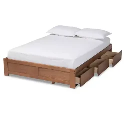 Kirklands Home Beds & Headboards|Walnut Wooden 3-Drawer Platform Bed Brown