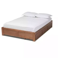 Kirklands Home Beds & Headboards|Walnut Wooden 3-Drawer Platform Bed Brown