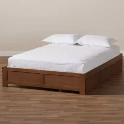 Kirklands Home Beds & Headboards|Walnut Wooden 3-Drawer Platform Bed Brown