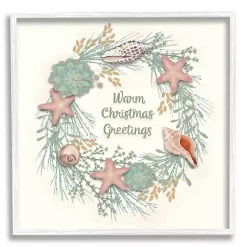 Sale Warm Christmas Greetings Coastal Wall Plaque Christmas Art & Wall Decor
