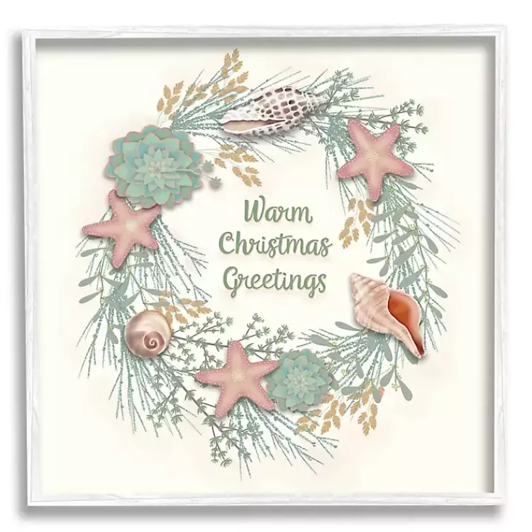 Sale Warm Christmas Greetings Coastal Wall Plaque Christmas Art & Wall Decor
