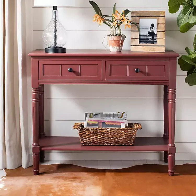 Kirklands Home Console Tables|Warm 2- Drawer Samantha Console Table Red