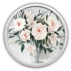 Kirklands Home Framed Art|Watercolor Bouquet Round White Framed Art Print