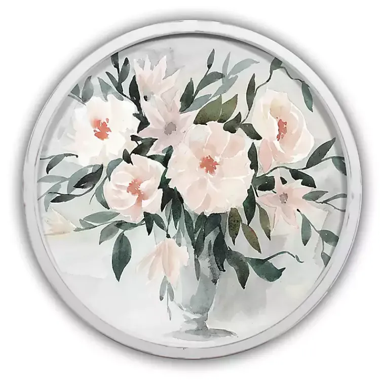 Kirklands Home Framed Art|Watercolor Bouquet Round White Framed Art Print