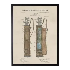 Kirklands Home Framed Art|Watercolor Golf Bag Framed Art Print Tan