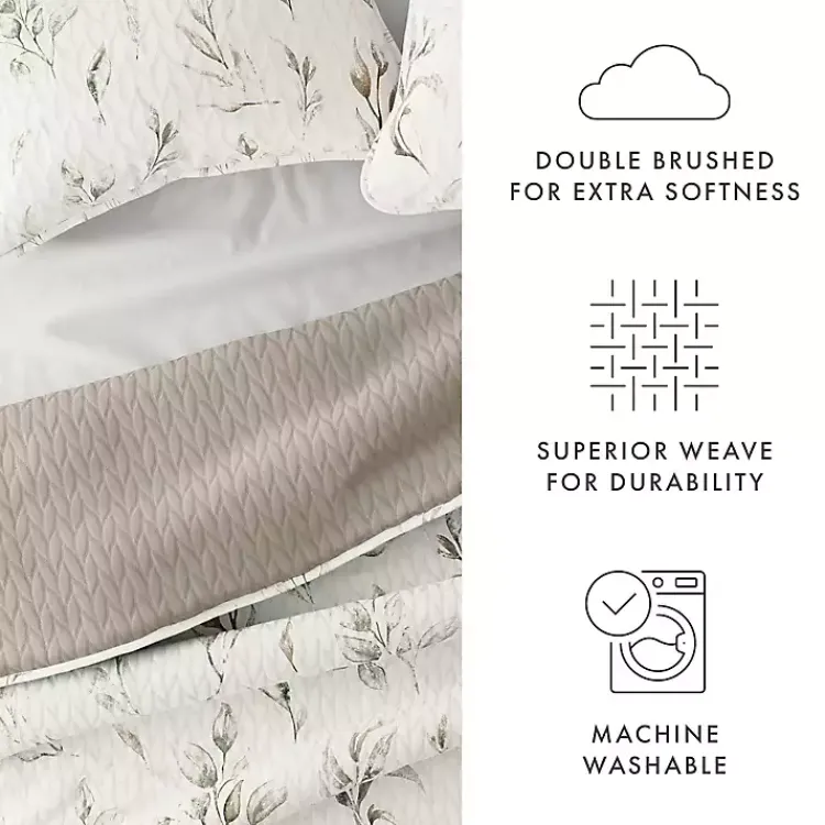 Kirklands Home Quilts|Watercolor Leaves Reversible 3-pc. Queen Quilt Set