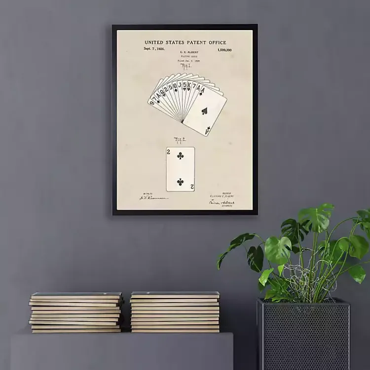 Kirklands Home Framed Art|Watercolor Playing Cards Framed Art Print Tan