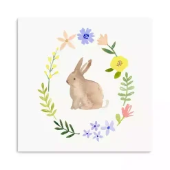New Watercolor Wildflower Bunny Canvas Art Print Easter Decorations