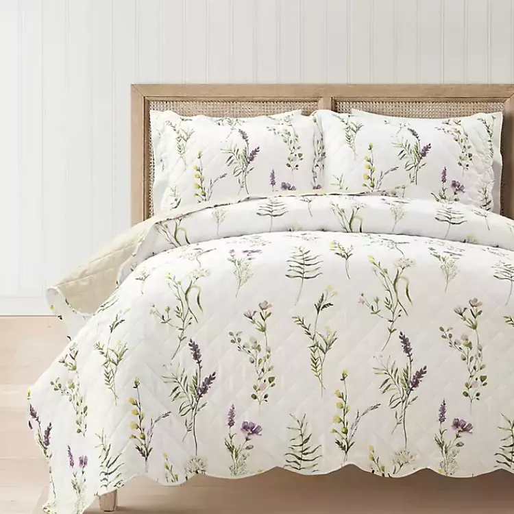 Kirklands Home Quilts|Watercolor Wildflower 3-pc. Full/Queen Quilt Set