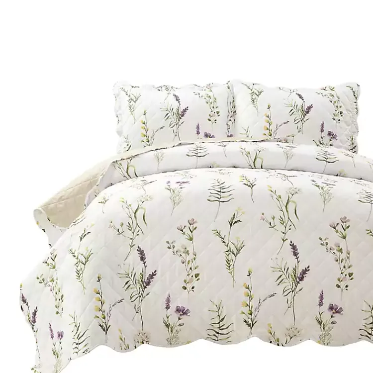 Kirklands Home Quilts|Watercolor Wildflower 3-pc. Full/Queen Quilt Set