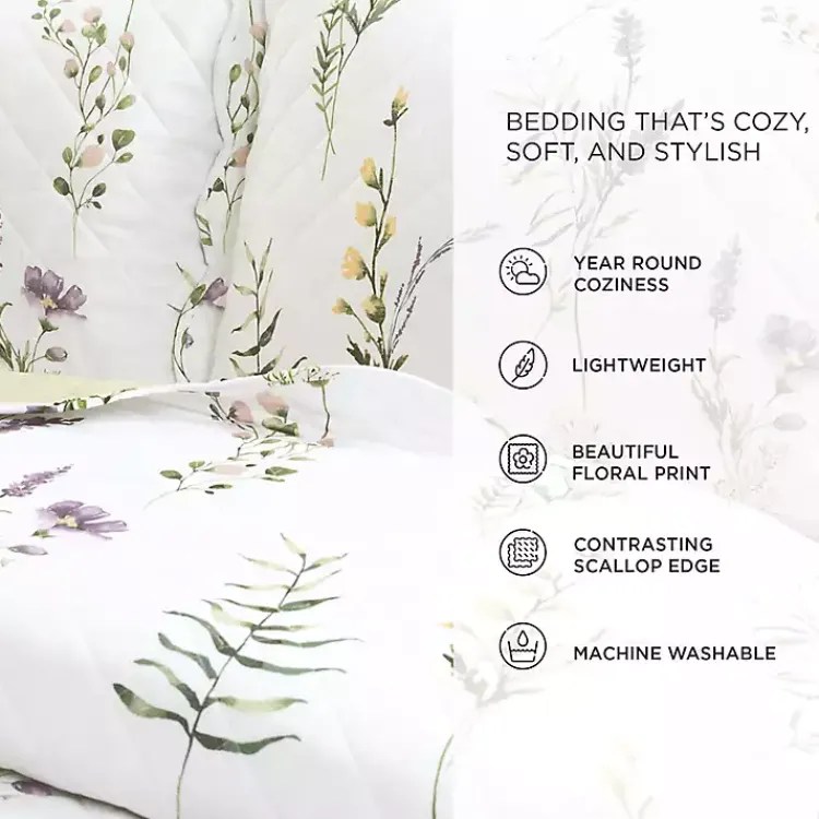Kirklands Home Quilts|Watercolor Wildflower 3-pc. Full/Queen Quilt Set