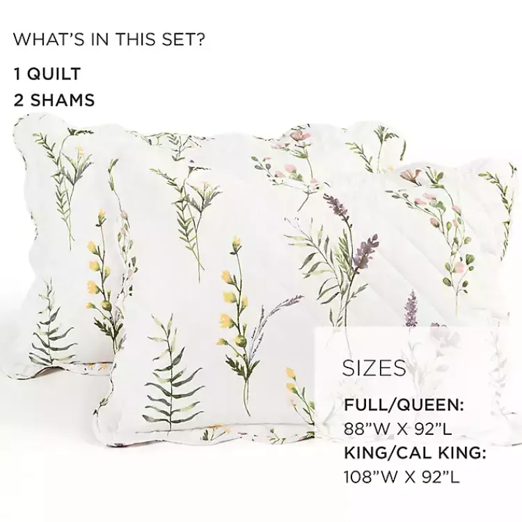 Kirklands Home Quilts|Watercolor Wildflower 3-pc. Full/Queen Quilt Set