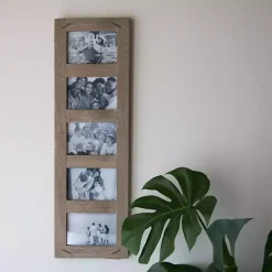 Weathered Brown Wooden 5-Opening Collage Frame Collage Frames